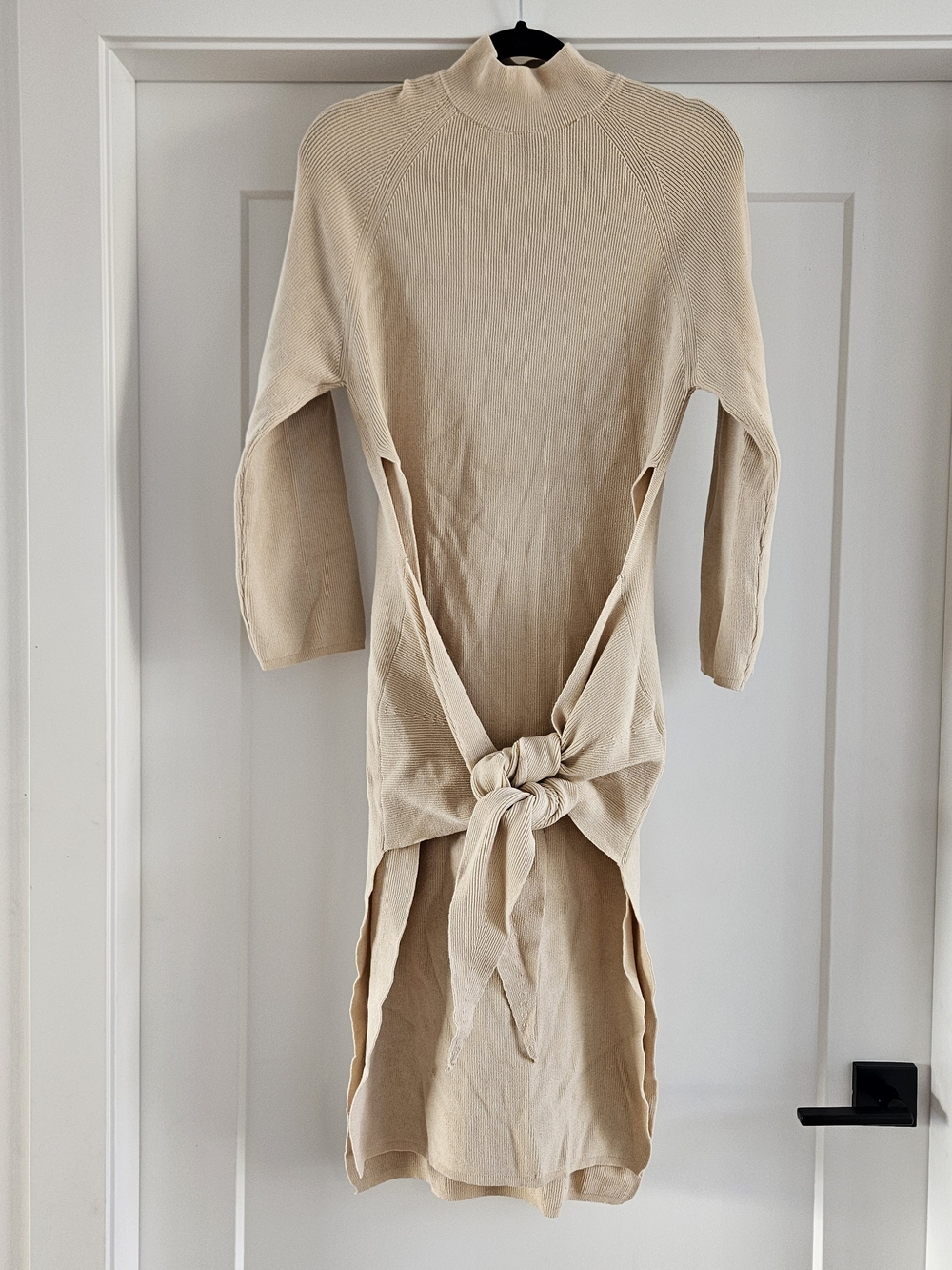 Sndys Cream Knit Midi Dress with Tie Sz XS